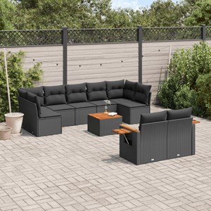 Maison exclusive - salon de jardin 10 pcs avec coussins noir résine tressée