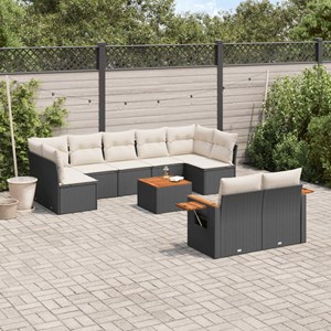 Maison exclusive - salon de jardin 10 pcs avec coussins noir résine tressée