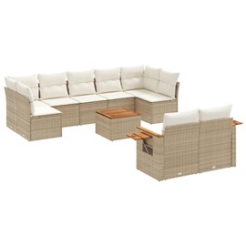 Maison exclusive - salon de jardin avec coussins 10 pcs beige résine tressée