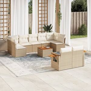 Maison exclusive - salon de jardin avec coussins 10 pcs beige résine tressée