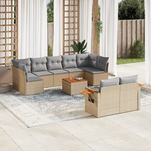 Maison exclusive - salon de jardin avec coussins 10 pcs beige résine tressée