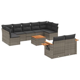 Maison exclusive - salon de jardin avec coussins 10 pcs gris résine tressée