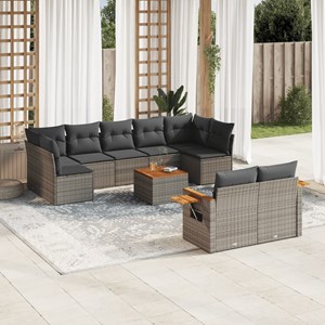 Maison exclusive - salon de jardin avec coussins 10 pcs gris résine tressée