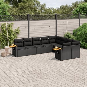 Maison exclusive - salon de jardin 9 pcs avec coussins noir résine tressée