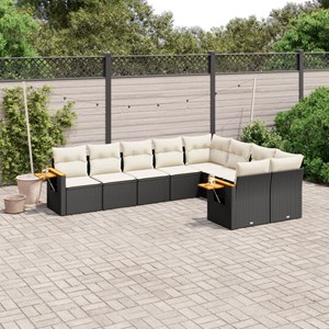 Maison exclusive - salon de jardin 9 pcs avec coussins noir résine tressée