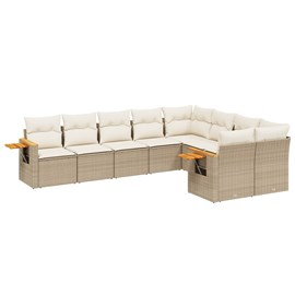 Maison exclusive - salon de jardin avec coussins 9 pcs beige résine tressée