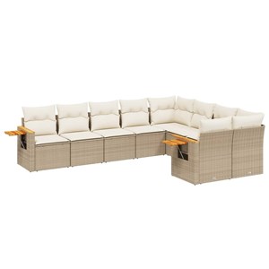 Maison exclusive - salon de jardin avec coussins 9 pcs beige résine tressée