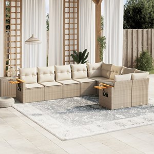 Maison exclusive - salon de jardin avec coussins 9 pcs beige résine tressée
