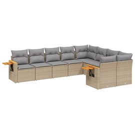 Maison exclusive - salon de jardin avec coussins 9 pcs beige résine tressée