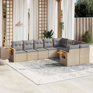 Maison exclusive - salon de jardin avec coussins 9 pcs beige résine tressée