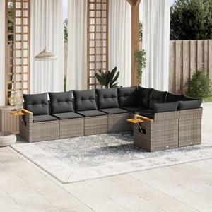 Maison exclusive - salon de jardin 9 pcs avec coussins gris résine tressée