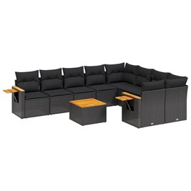 Maison exclusive - salon de jardin 10 pcs avec coussins noir résine tressée