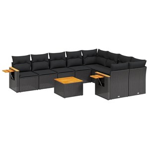 Maison exclusive - salon de jardin 10 pcs avec coussins noir résine tressée