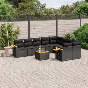 Maison exclusive - salon de jardin 10 pcs avec coussins noir résine tressée