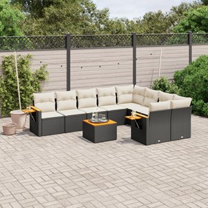 Maison exclusive - salon de jardin 10 pcs avec coussins noir résine tressée