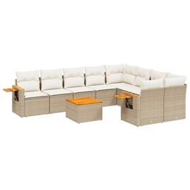 Maison exclusive - salon de jardin avec coussins 10 pcs beige résine tressée