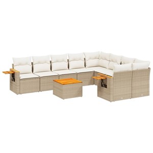 Maison exclusive - salon de jardin avec coussins 10 pcs beige résine tressée