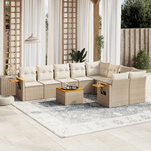 Maison exclusive - salon de jardin avec coussins 10 pcs beige résine tressée