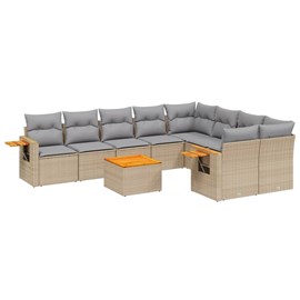 Maison exclusive - salon de jardin avec coussins 10 pcs beige résine tressée