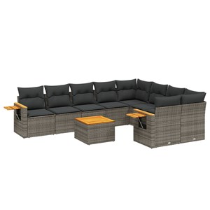 Maison exclusive - salon de jardin avec coussins 10 pcs gris résine tressée