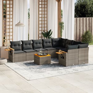 Maison exclusive - salon de jardin avec coussins 10 pcs gris résine tressée