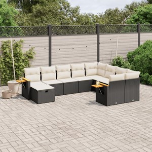 Maison exclusive - salon de jardin 10 pcs avec coussins noir résine tressée