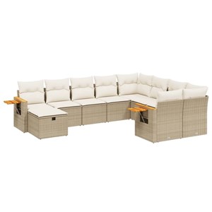 Maison exclusive - salon de jardin avec coussins 10 pcs beige résine tressée