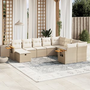 Maison exclusive - salon de jardin avec coussins 10 pcs beige résine tressée