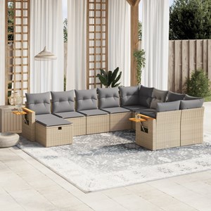 Maison exclusive - salon de jardin avec coussins 10 pcs beige résine tressée