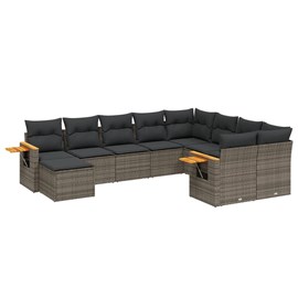 Maison exclusive - salon de jardin avec coussins 10 pcs gris résine tressée