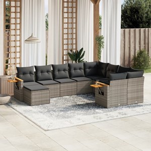 Maison exclusive - salon de jardin avec coussins 10 pcs gris résine tressée