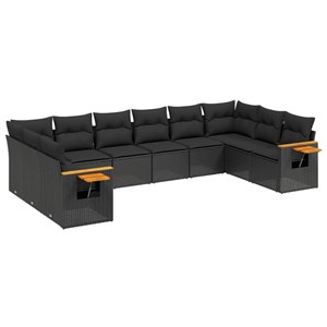 Maison exclusive - salon de jardin 10 pcs avec coussins noir résine tressée