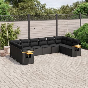 Maison exclusive - salon de jardin 10 pcs avec coussins noir résine tressée