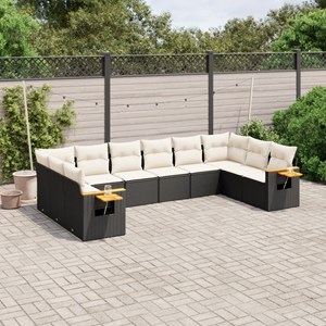 Maison exclusive - salon de jardin 10 pcs avec coussins noir résine tressée