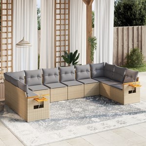 Maison exclusive - salon de jardin avec coussins 10 pcs beige résine tressée