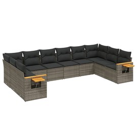 Maison exclusive - salon de jardin avec coussins 10 pcs gris résine tressée