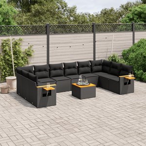 Maison exclusive - salon de jardin 11 pcs avec coussins noir résine tressée