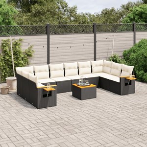 Maison exclusive - salon de jardin 11 pcs avec coussins noir résine tressée