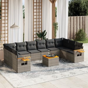 Maison exclusive - salon de jardin 11 pcs avec coussins gris résine tressée
