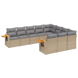 Maison exclusive - salon de jardin avec coussins 10 pcs beige résine tressée