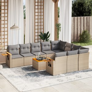 Maison exclusive - salon de jardin 11 pcs avec coussins beige résine tressée