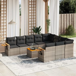 Maison exclusive - salon de jardin 11 pcs avec coussins gris résine tressée