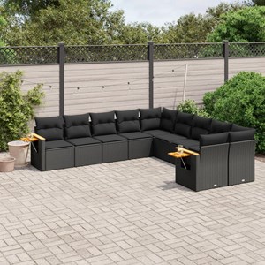 Maison exclusive - salon de jardin 10 pcs avec coussins noir résine tressée