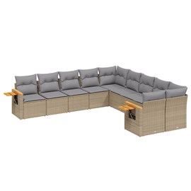 Maison exclusive - salon de jardin avec coussins 10 pcs beige résine tressée