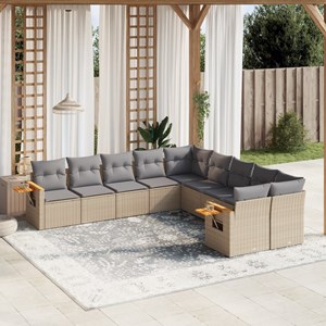 Maison exclusive - salon de jardin avec coussins 10 pcs beige résine tressée