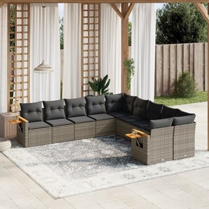 Maison exclusive - salon de jardin avec coussins 10 pcs gris résine tressée