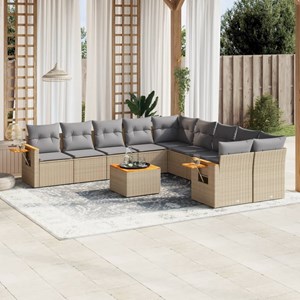 Maison exclusive - salon de jardin 11 pcs avec coussins beige résine tressée