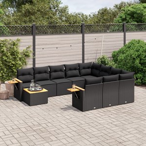 Maison exclusive - salon de jardin 11 pcs avec coussins noir résine tressée