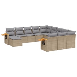 Maison exclusive - salon de jardin 11 pcs avec coussins beige résine tressée