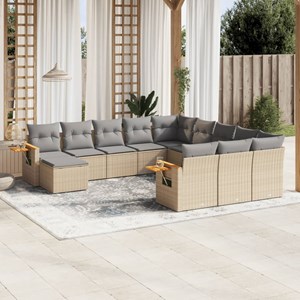 Maison exclusive - salon de jardin 11 pcs avec coussins beige résine tressée
